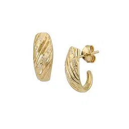 carlton london Women Sterling Silver Gold-Plated CZ Contemporary Half Hoop Earrings-picture-26