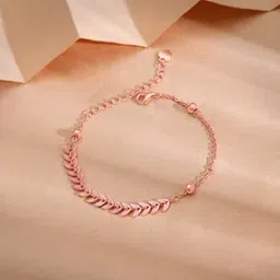 giva Women Sterling Silver Rose Gold-Plated Leafy Breeze Link Bracelet-picture-27