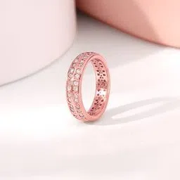 giva Women Sterling Silver Rose Gold-Plated Sparkle Up Ring-picture-22