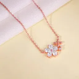 giva Women Sterling Silver Rose Gold-Plated Flora Drape Pendant with Chain-picture-16