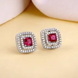 giva Women Sterling Silver Ruby Elegance Stud Earrings-picture-19