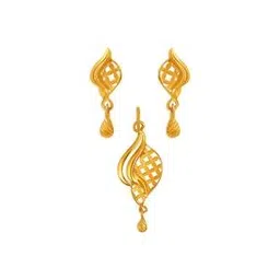 Women Yellow Gold Net Pendant Set-image-4