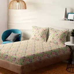 portico 300 TC Floral Print Super King Size Bedsheet with Pillow Covers-picture-32