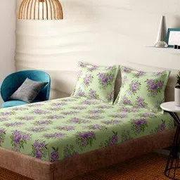 portico Floral Print Super King Size Bedsheet with 2 Pillow Covers-picture-30