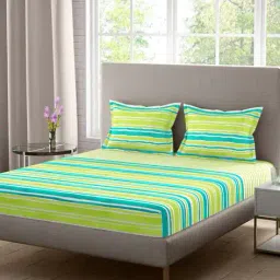 home expressions usa 104 TC Striped Double Bedsheet with Pillow Covers image 1