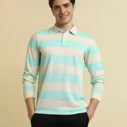 allen solly Men Striped Regular Fit Polo T-Shirt image 1