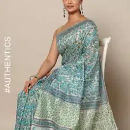 indie picks Sanganeri Handblock Print Gota Zari Work Viscose Chanderi Saree-picture-29