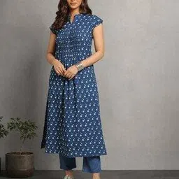 indie picks Dye Double Dabu Print Flared Kurta-picture-13