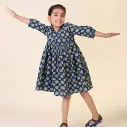 fabindia Girls Polka-Dot Print Fit & Flare Dress-picture-25