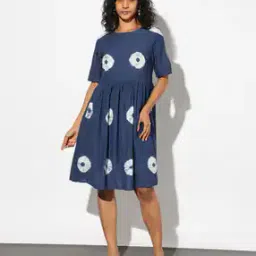 Tie & Dye Fit & Flare Dress with Slip-image-78