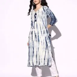 Tie-Dye V-Neck Straight Kurta-image-75