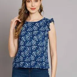 deckedup Leaf Print Round-Neck Top-picture-52