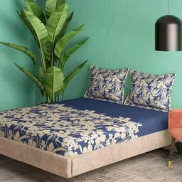 portico Cadence 164 TC Cotton Fitted Sheet with PIllow Cover-picture-48