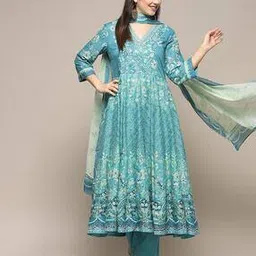 biba Indigo Cotton Anarkali Kurta suit set-picture-45