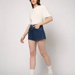 Women Denim Shorts with Insert Pockets-image-67