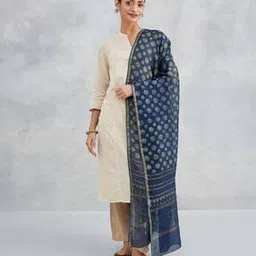 fabindia Women Geometric Print Dupatta with Contrast Border -picture-39