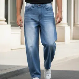 Shein Full Length Fly With Button Closure Mid Wash Jeans image 1