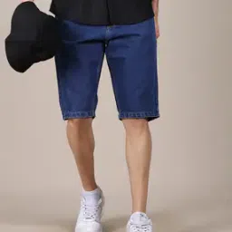 Shein Knee Length Low Rise Denim Shorts With Pockets-picture-45