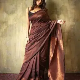 svaraa Women Banarasi Silk Saree with Contrast Border-picture-32