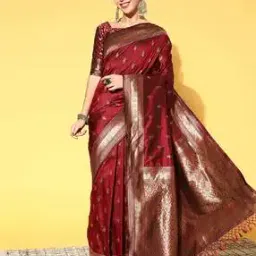 ri-wah Banarasi Woven Saree with Contrast Border-picture-19