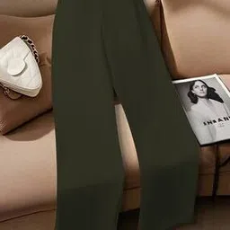 Women Relaxed Fit Flat-Front Pants-image-92