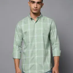 mufti Men Windowpane Checked Slim Fit Cotton Shirt-picture-46