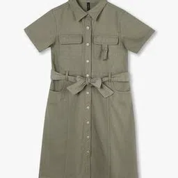 Girls Cotton Shirt Dress with Belt-image-28