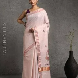 indie picks Embroidered Kerala Kasavu Cotton Saree-picture-47