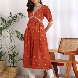 bikasaab Women Embroidered Flared Kurta image 1