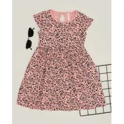 pantaloons junior Girls Printed Fit & Flare Dress with Short Sleeves-picture-11