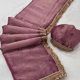 zikaraa Women Crunchy Silk Saree with Fringed Border-picture-22