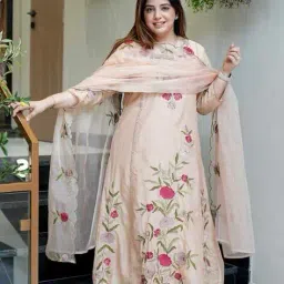 nyrika Women Embroidered Straight Kurta Suit Set image 1