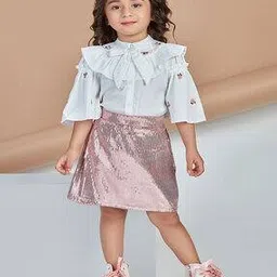 Girls Embellished Skirt with Top Set-image-5