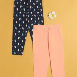 bumzee Girls Pack of 2 Printed Leggings with Elasticated Waistband image 1