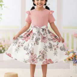 saraha designer Girls Floral Print Fit & Flare Dress image 1