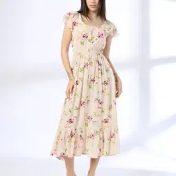 Women Floral Print Fit & Flare Dress-image-6