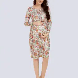 mom for sure by ketki dalal Paisley Print Maternity Dress-picture-42