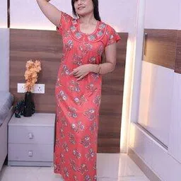 for you for me Women V-Neck Floral Print Nightgown-picture-24