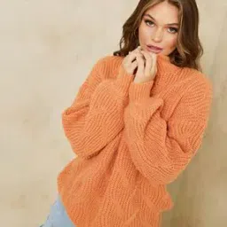 styli Women Regular Length Brushed Cable Knit Regular Fit Sweater-picture-35