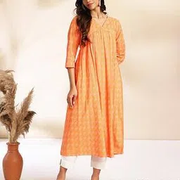 janasya Women Striped V-Neck Flared Kurta-picture-53