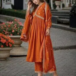 black scissor Women Embroidered A-Line Kurta Set-picture-45