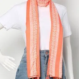 fig Printed Scarf with Tassels Accent-picture-26