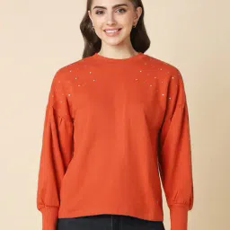 allen solly Women Embellished Regular Fit Sweatshirt image 1
