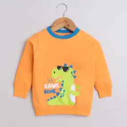 bumzee Graphic Print Round-Neck Sweater with Ribbed Hem-picture-17