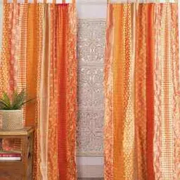 handicraft-palace Set of 2 Patchwork Vintage Silk Saree Door Curtains-picture-39