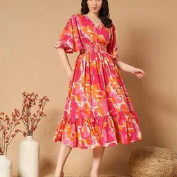 Women Floral Print Tiered Dress-image-70