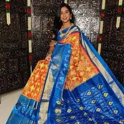 shree silk mills Women Ikat Print Saree with Contrast Border-picture-48