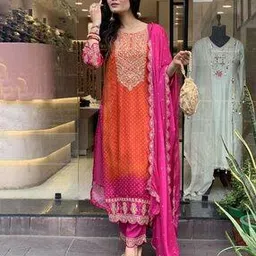 momina fashion Women Embroidered Straight Kurta Set-picture-30