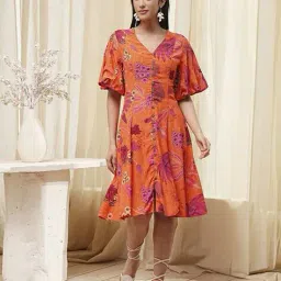 biba Women Viscose Flared Printed Dress image 1