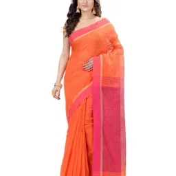 desh bidesh Sequence Handloom Cotton Saree with Contrast Border image 1